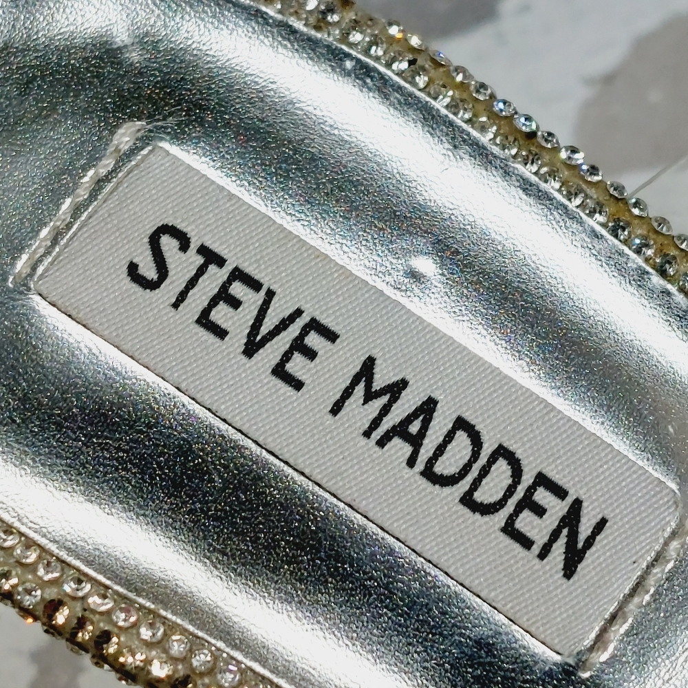 New Steve Madden Pending Embellished Clear Strap Stiletto Sandals C366 - Picture 10 of 14